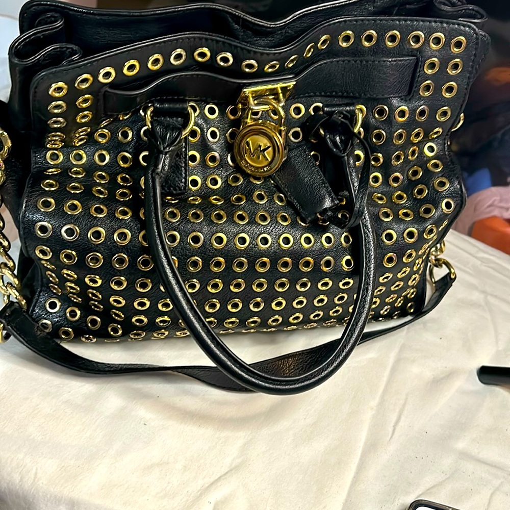 Michael Kors  Black Large beautiful gold studded Tote. Sold out. NWOT